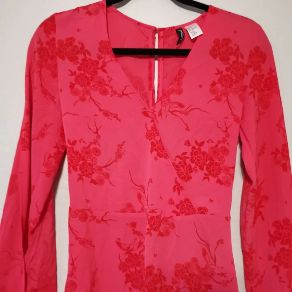 H&M Hot Pink Floral Long Sleeve‎ Romper